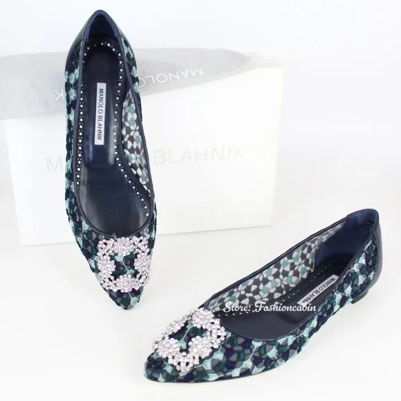 NEW MANOLO BLAHNIK Hangisi Lace Flats, EU 39, Office to Party/ Events - Picture 2 of 16
